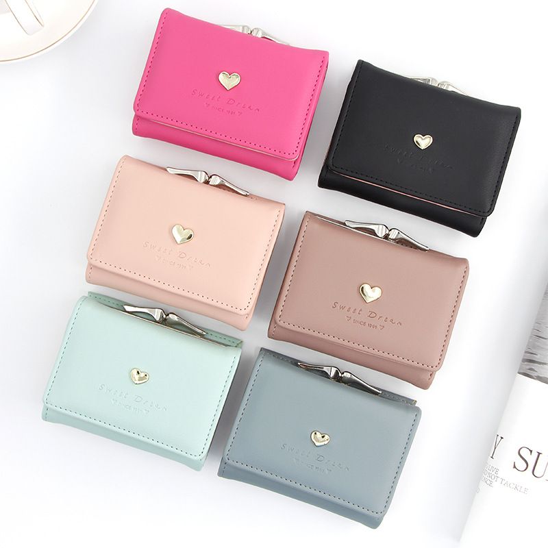 Women's Solid Color Pu Leather Flip Cover Wallets
