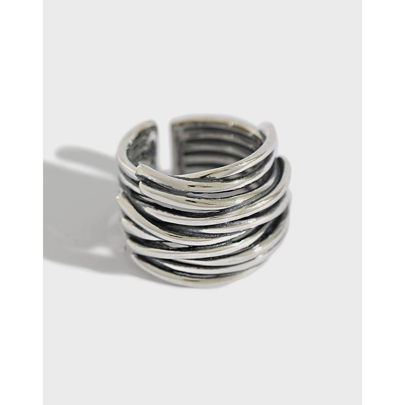 Retro Geometrisch Sterling Silber Überzug Offener Ring 1 Stück