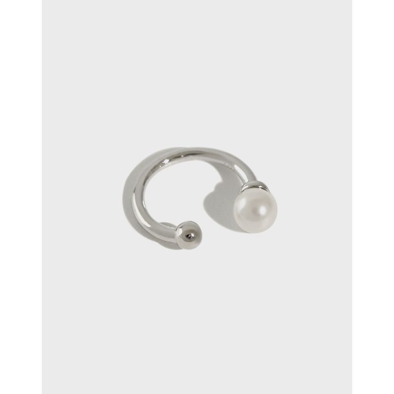 Mode Géométrique Argent Sterling Placage Perles Artificielles Des Boucles D'oreilles 1 Pièce