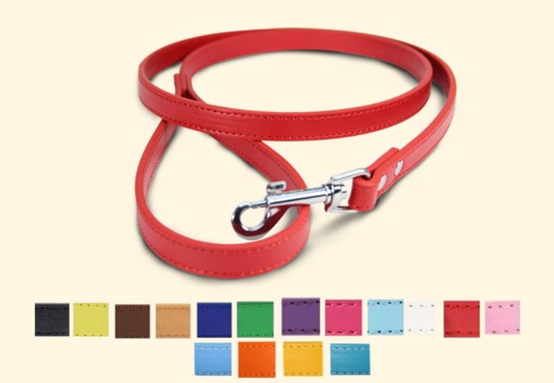 Simple Solid Color Pet Dog Cat Anti-lost Pu Leather Hand Holding Rope Wholesale