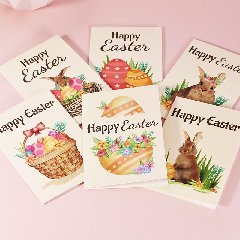 Easter Vintage Style Rabbit Letter Paper Festival Card 1 Set