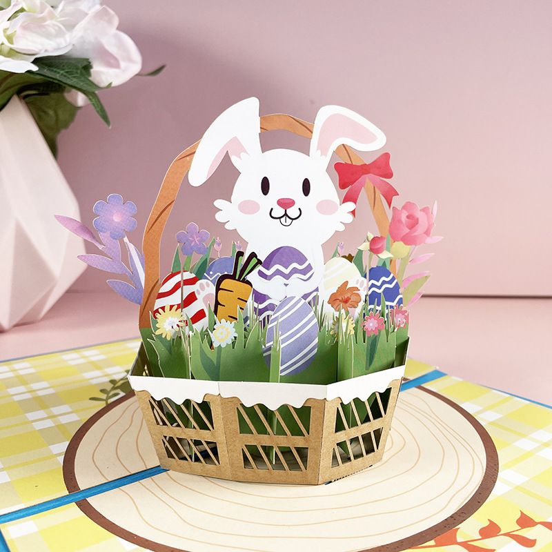 Easter Cute Rabbit Paper Festival Card 1 Piece