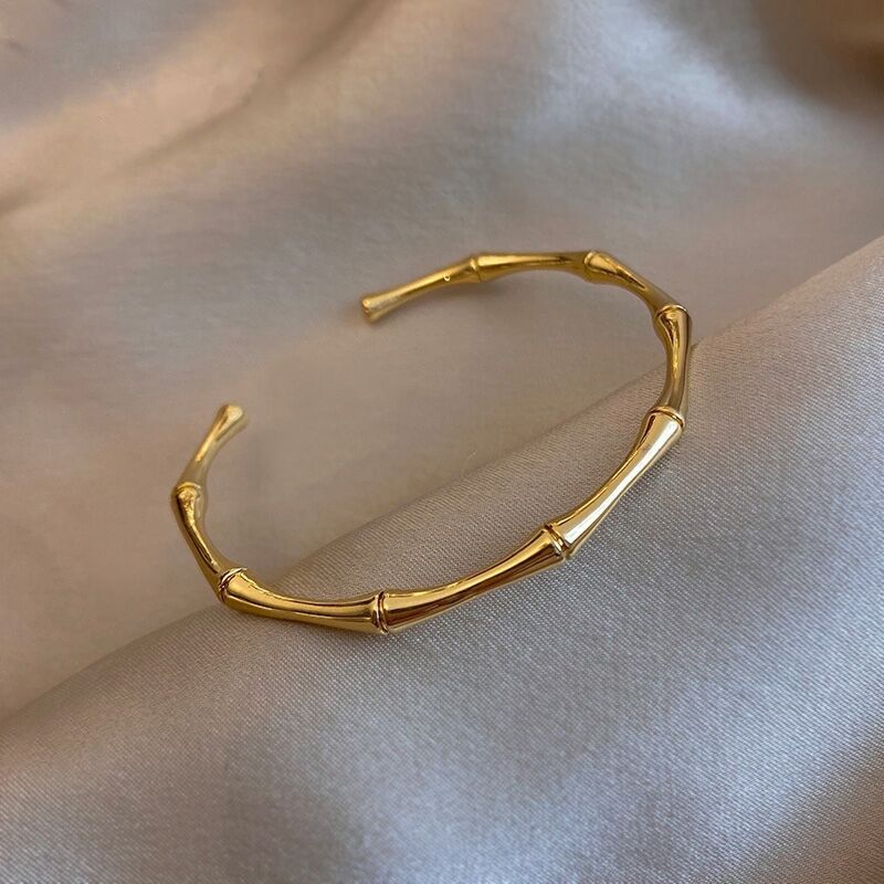 Ins Style Solid Color Titanium Steel Copper Gold Plated Bangle In Bulk