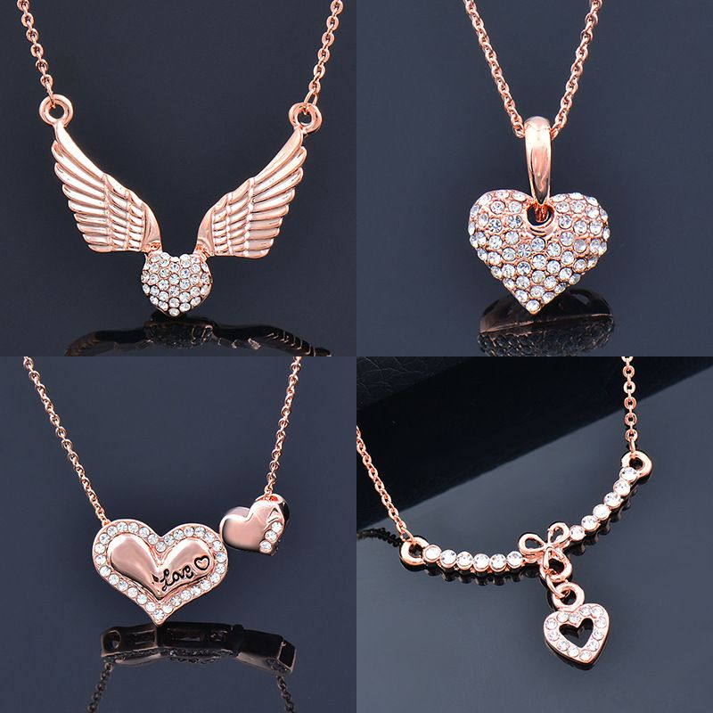 1 Piece Fashion Heart Shape Alloy Plating Zircon Women's Pendant Necklace