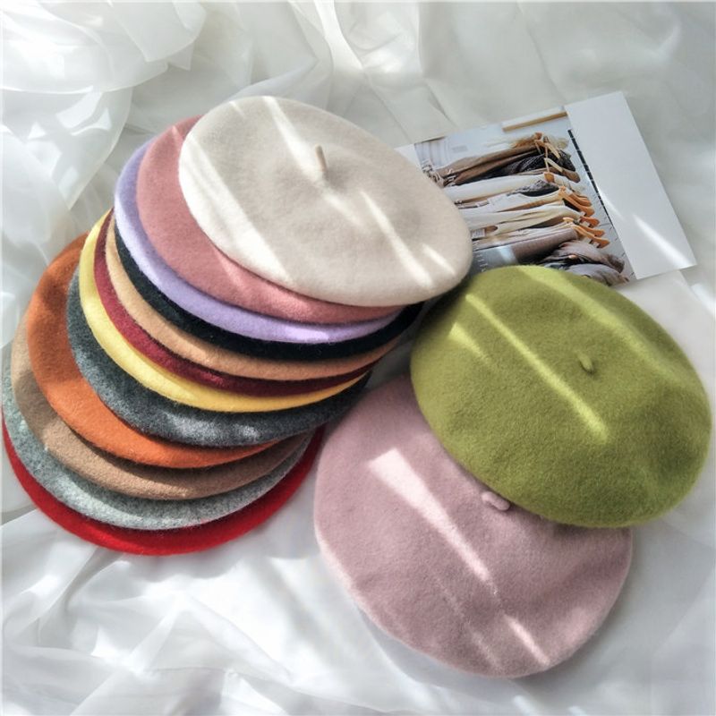 Women's Korean Style Solid Color Eaveless Beret Hat