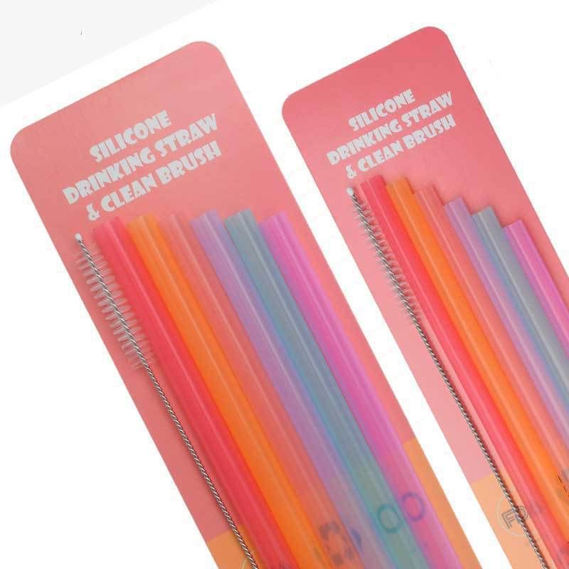 Fashion Solid Color Silica Gel Straw 1 Set