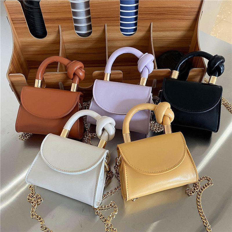Women's Mini All Seasons Pu Leather Solid Color Fashion Square Flip Cover Handbag