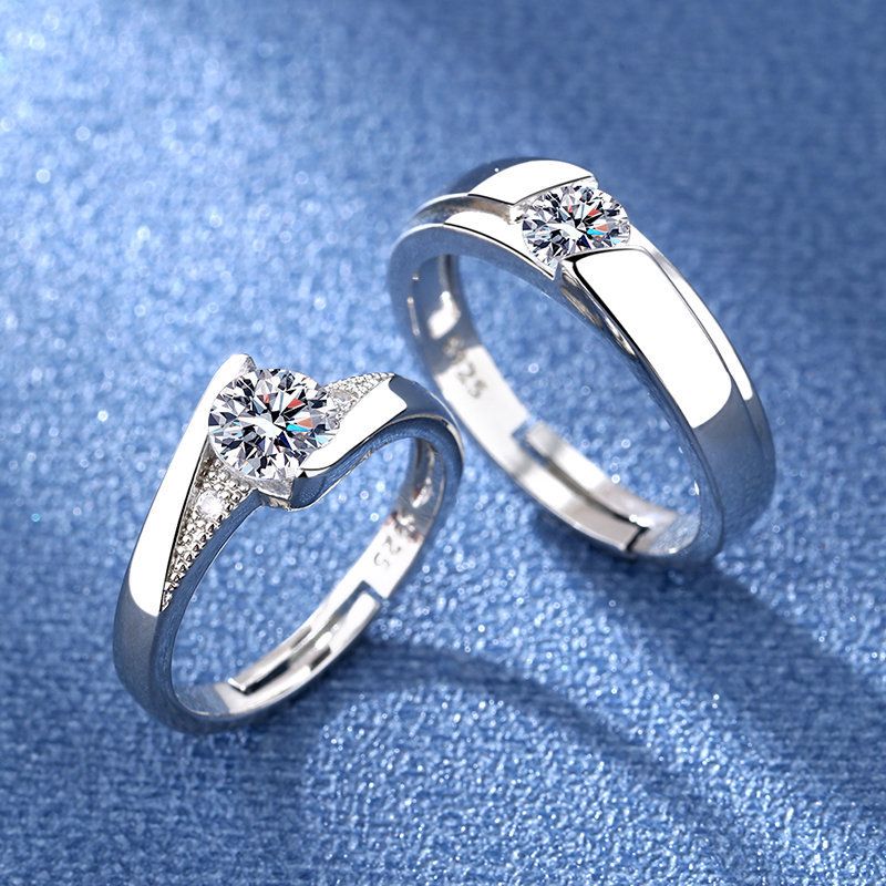 Romantisch Geometrisch Kupfer Überzug Diamant Mit Hohem Kohlenstoffgehalt Offener Ring 1 Paar