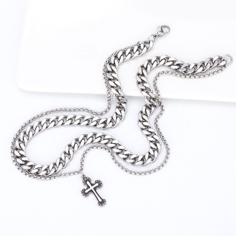 1 Piece Simple Style Solid Color Stainless Steel Chain Men's Pendant Necklace