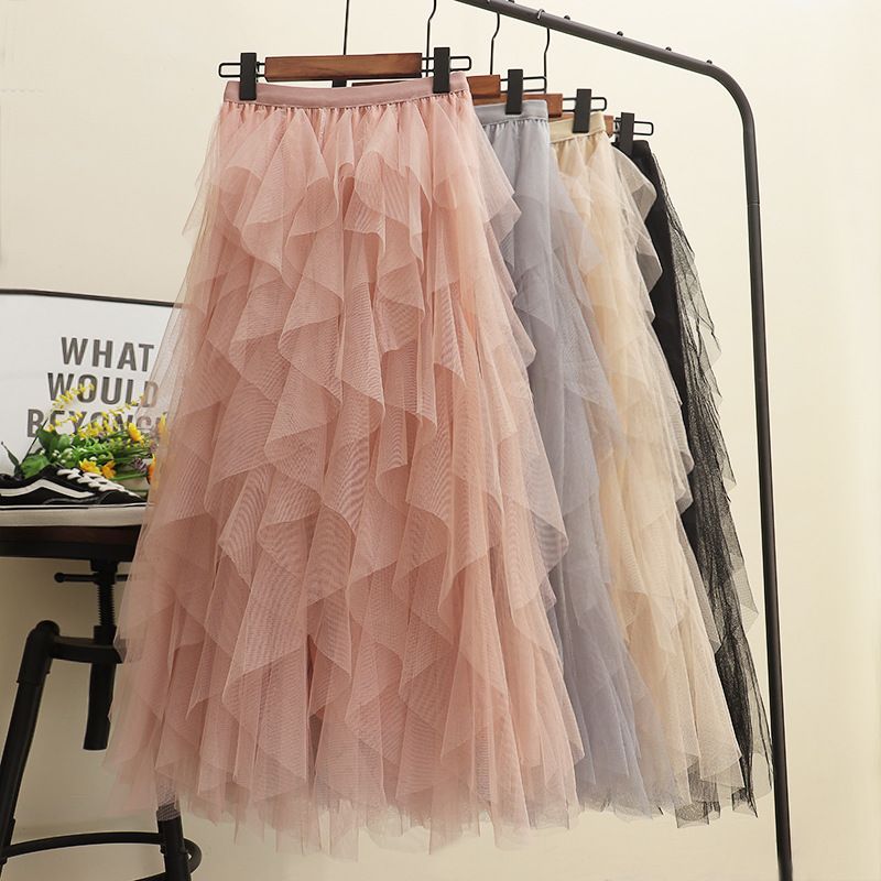 Sommer Süß Einfarbig Polyester Maxi Langes Kleid Röcke