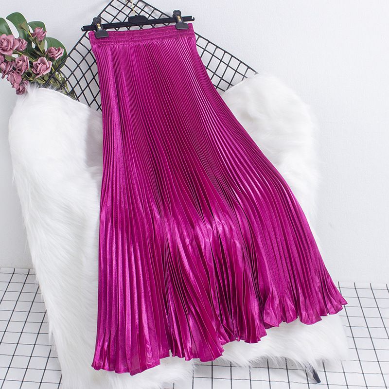 Sommer Frühling Mode Einfarbig Polyester Maxi Langes Kleid Röcke