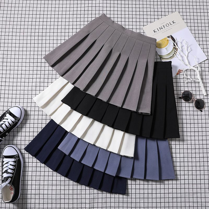 Summer Cute Preppy Style Grid Spandex Polyester Above Knee Skirts