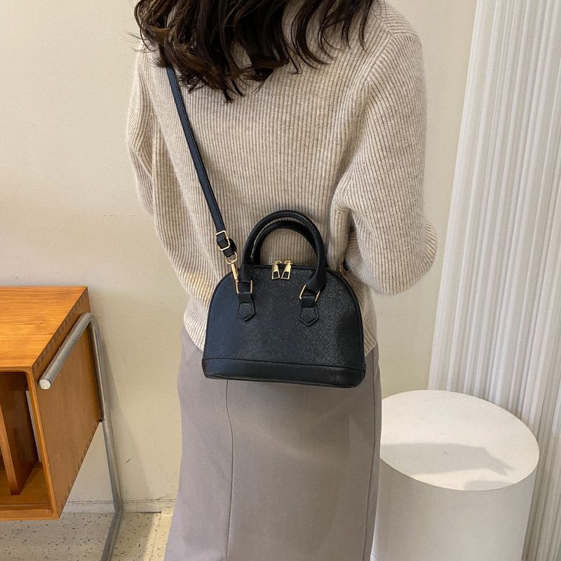 Women's Pu Leather Solid Color Fashion Square Zipper Shoulder Bag Handbag Crossbody Bag