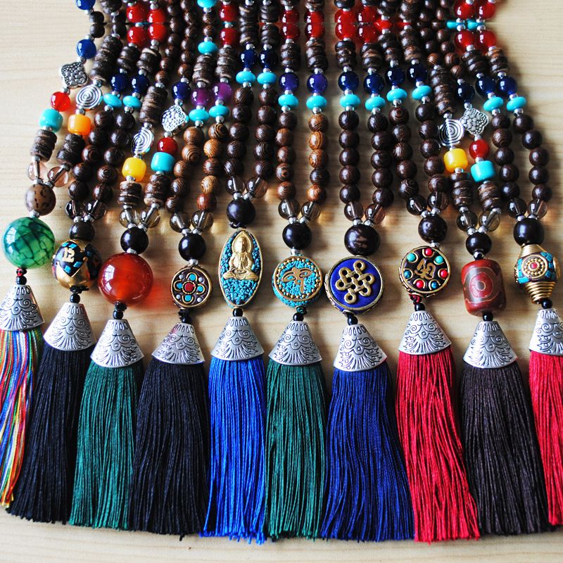 Ethnic Style Tassel Beaded Alloy Inlay Turquoise Women's Sweater Chain