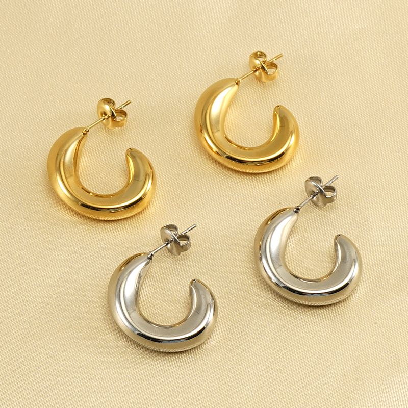 1 Pair Retro U Shape Plating Stainless Steel 18k Gold Plated Ear Studs
