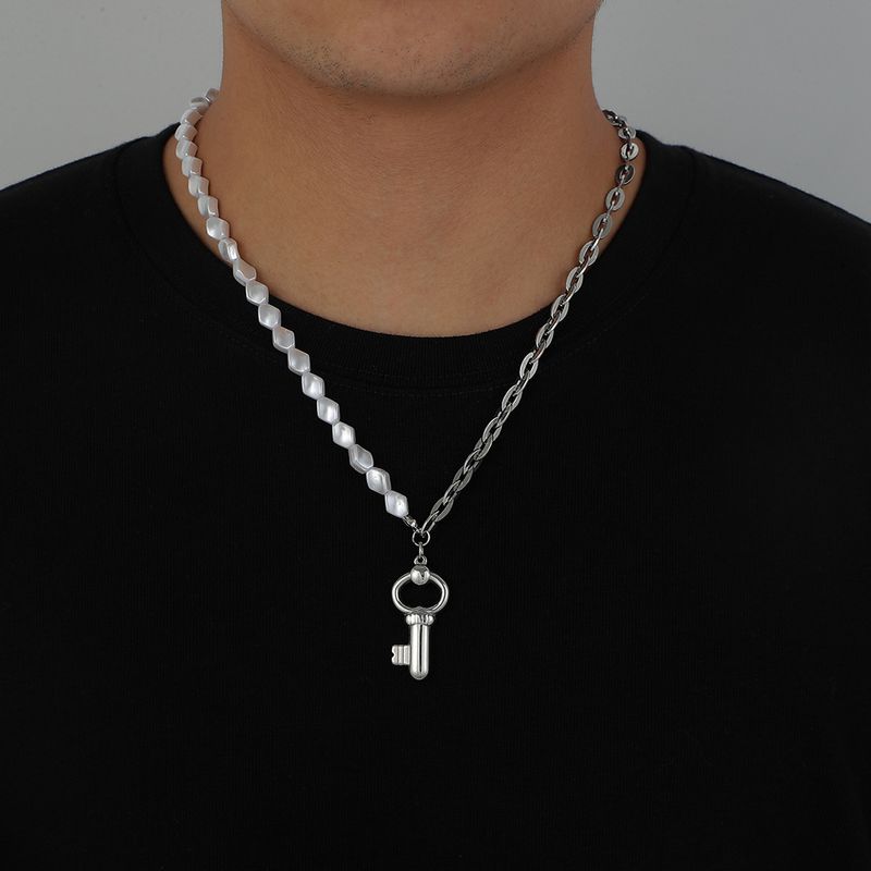 1 Piece Fashion Key Stainless Steel Alloy Pearl Plating Men's Pendant Necklace