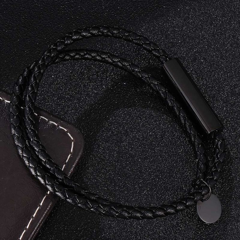 1 Piece Simple Style Solid Color Stainless Steel Leather Metal Unisex Bangle
