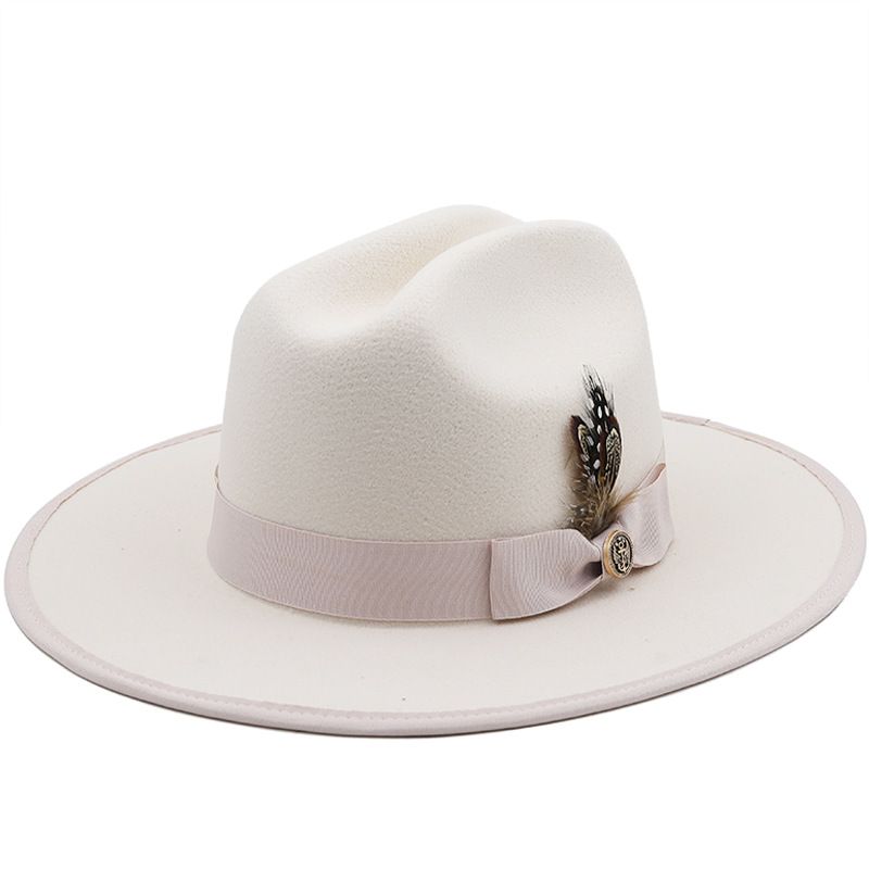 Unisex Fashion Solid Color Sewing Flat Eaves Fedora Hat