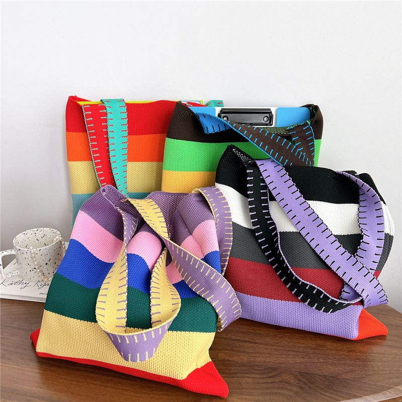Women's Fashion Stripe Polyester Shopping Bags