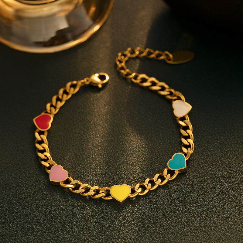 Fashion Heart Shape Titanium Steel Enamel Bracelets 1 Piece