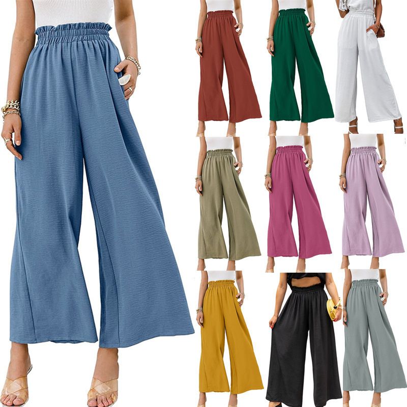Femmes Du Quotidien Style Simple Couleur Unie Longueur De La Cheville Plissé Pantalon Large