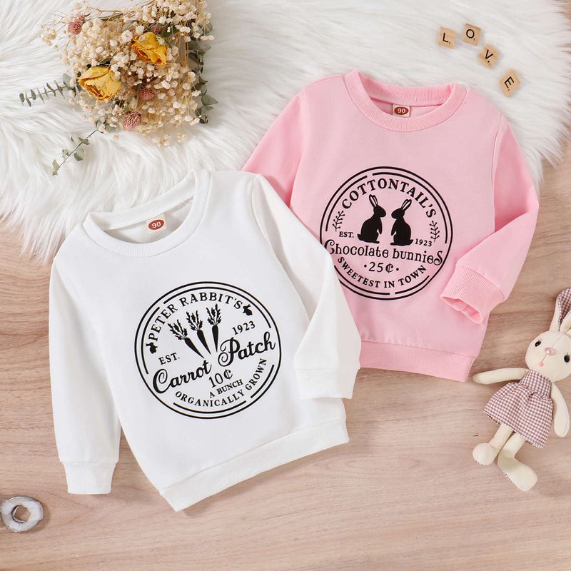 Easter Fashion Rabbit Letter Cotton Polyester Hoodies & Sweaters