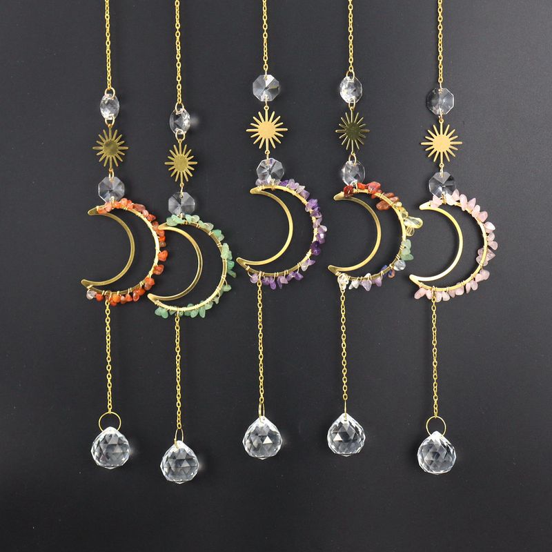 1 Piece Chinoiserie Moon Agate Plating Pendant