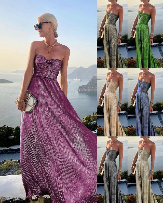 Women's Regular Dress Elegant Strapless Zipper Backless Sleeveless Solid Color Maxi Long Dress Daily