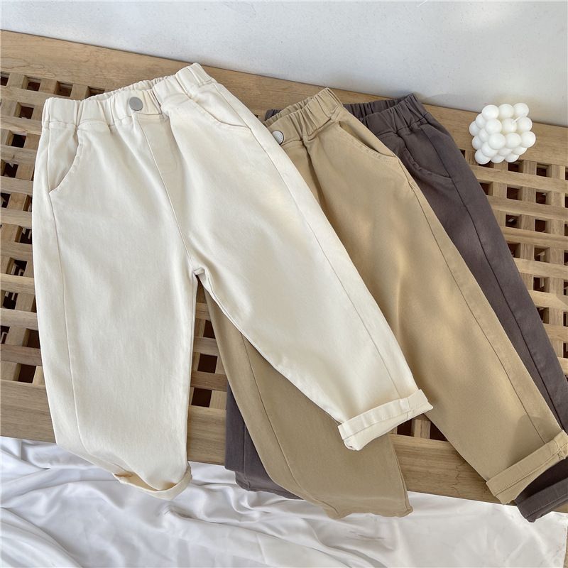 Casual Solid Color Cotton Boys Pants