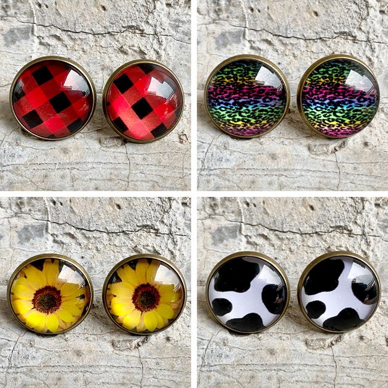 1 Pair Fashion Color Block Inlay Iron Glass Stone Ear Studs