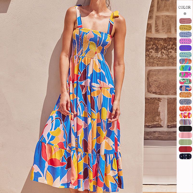 Women's A-line Skirt Fashion Collarless Printing Sleeveless Printing Maxi Long Dress Street