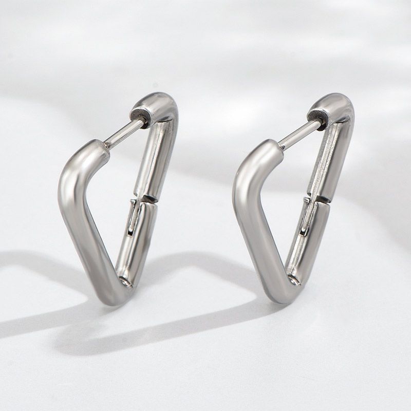 1 Pair Hip-hop Triangle Stainless Steel Men's Earrings