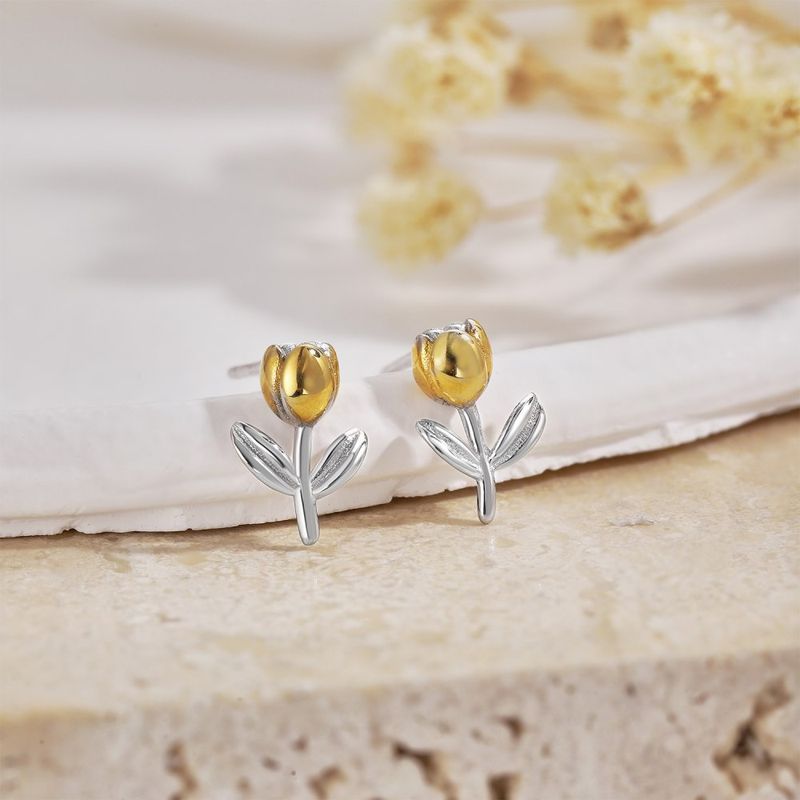 Fashion Flower Silver Plating Ear Studs 1 Pair