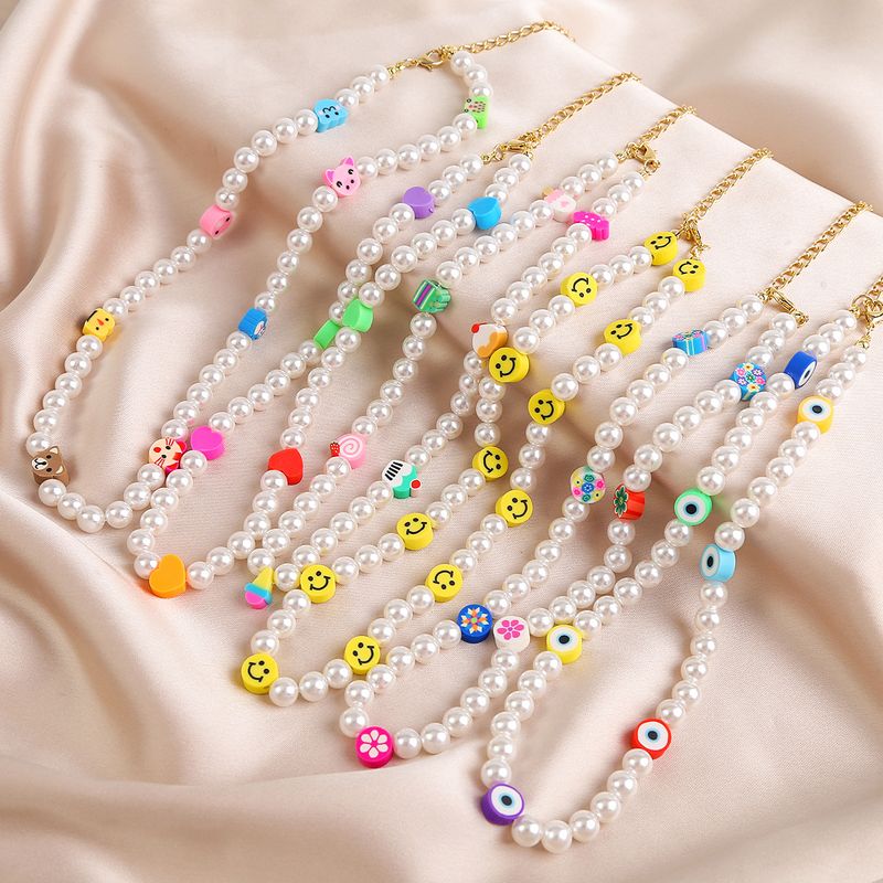Sucré Dessin Animé Perle Artificielle Argile Molle Perlé Femmes Collier