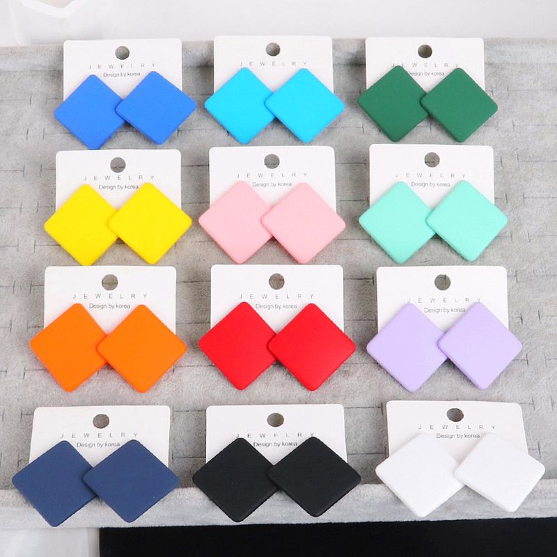 1 Pair Simple Style Square Arylic Spray Paint Women's Earrings