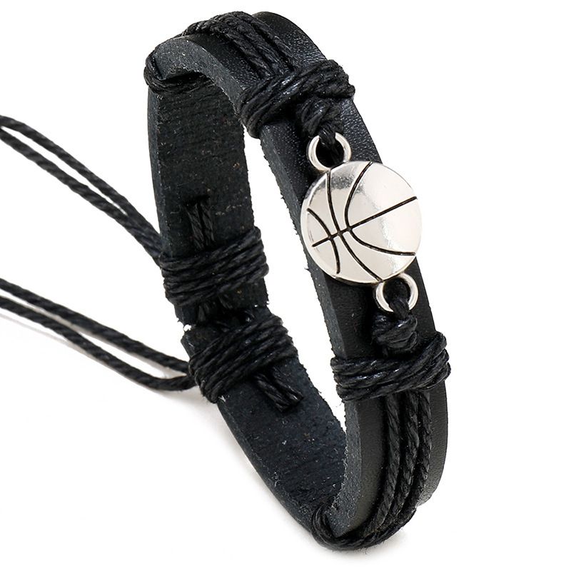 1 Pieza Retro Deportes Baloncesto Cuero Sintético Aleación Soga Hombres Pulsera