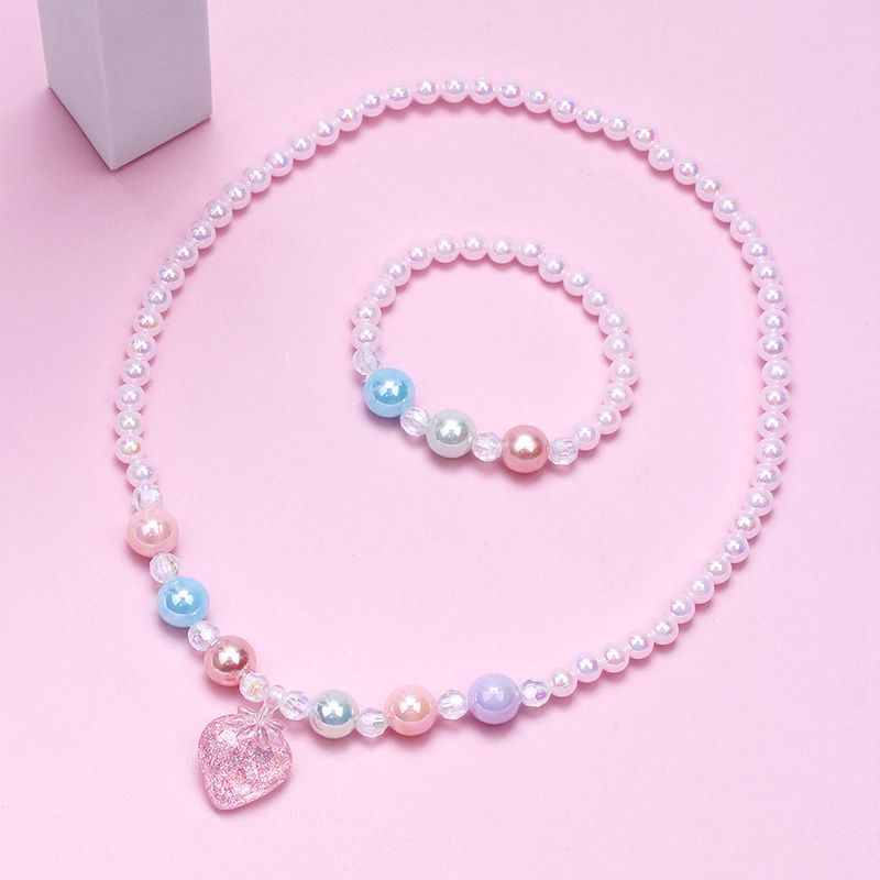 Süß Erdbeere Künstlicher Kristall Harz Perlen Mädchen Halskette