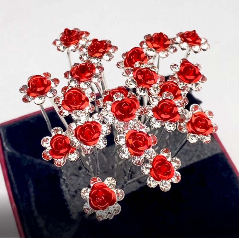 Fashion Flower Alloy Inlay Artificial Crystal Hairpin 20 Pieces