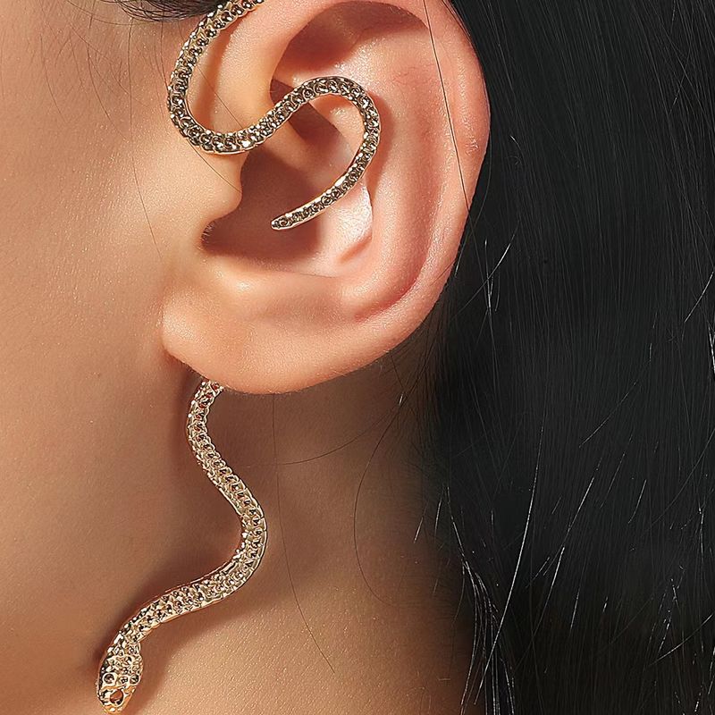 Wholesale Jewelry Fashion Snake Metal Artificial Diamond Plating Inlay Ear Clips