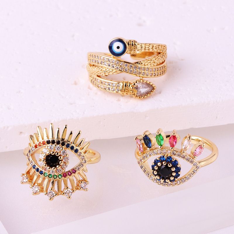 Fashion Eye Copper Zircon Rings In Bulk