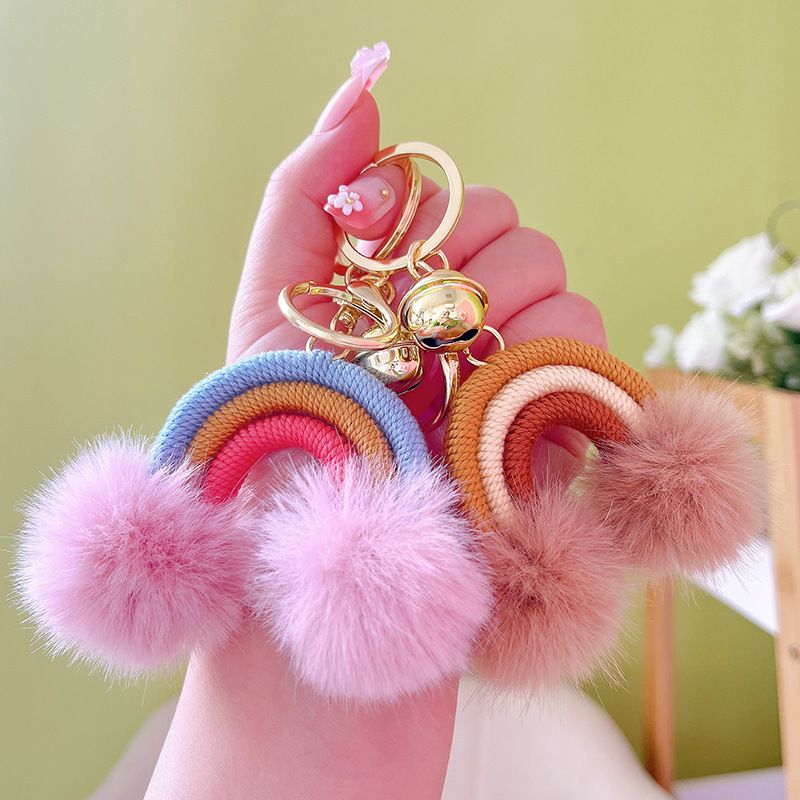 1 Piece Cute Rainbow Cotton String Knitting Women's Keychain