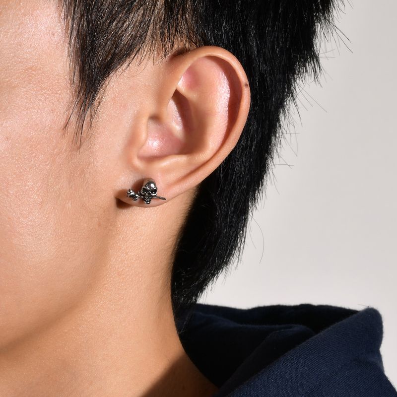 1 Piece Fashion Skull Stainless Steel Ear Studs