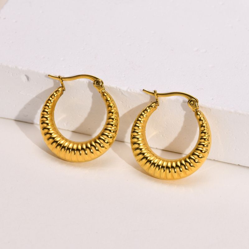 1 Pair Simple Style C Shape Plating Stainless Steel Hoop Earrings