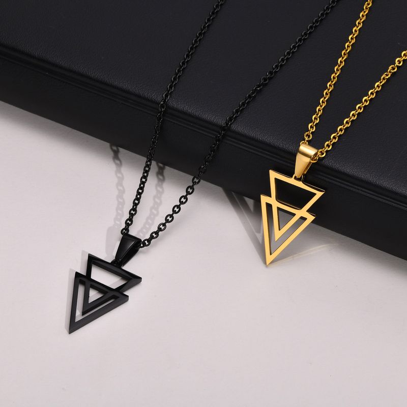 Hip-hop Punk Triangle Solid Color Stainless Steel Titanium Steel Pendant Necklace 1 Piece