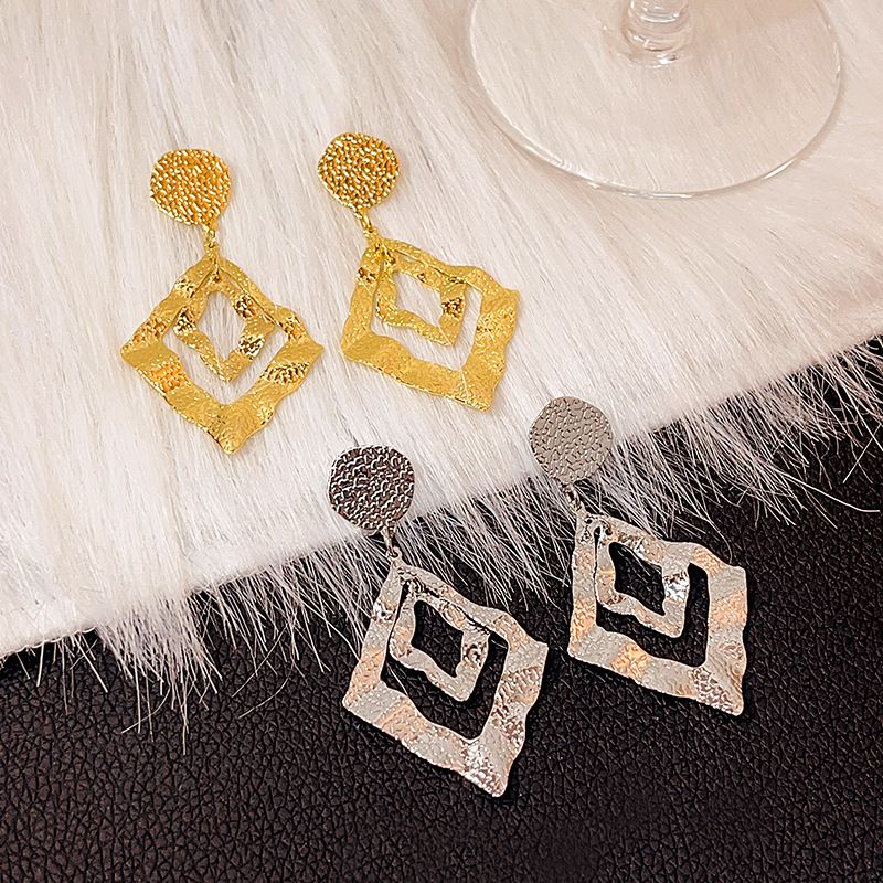 1 Pair Streetwear Rhombus Plating Iron Drop Earrings