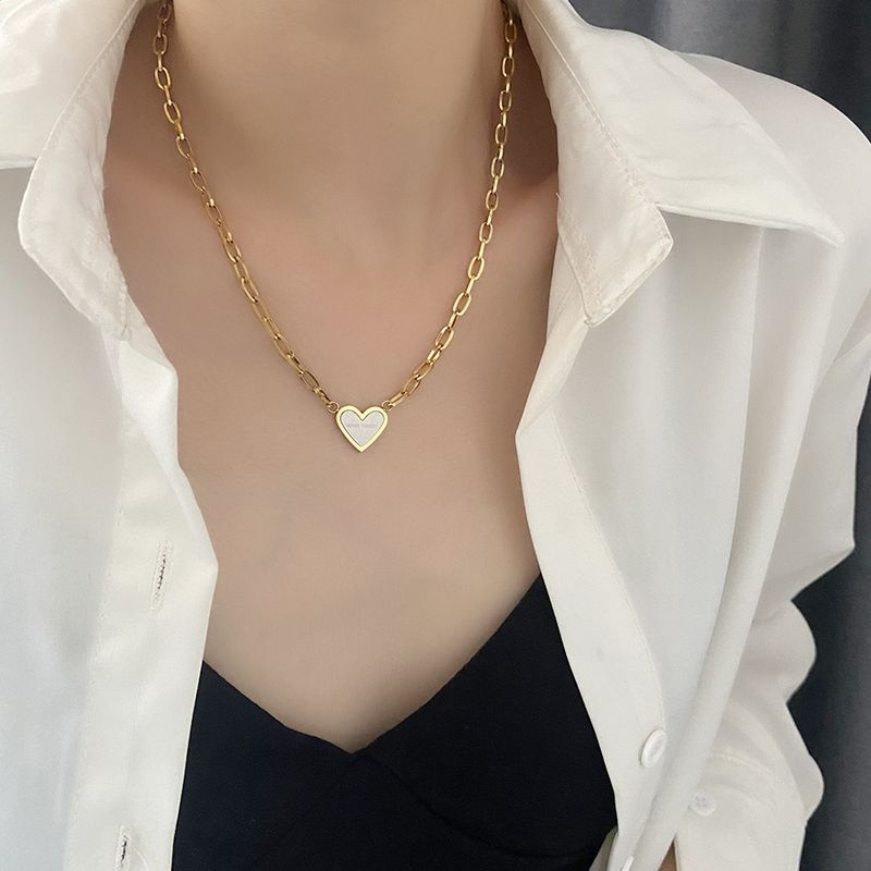 Fashion Heart Shape Titanium Steel Plating Pendant Necklace 1 Piece