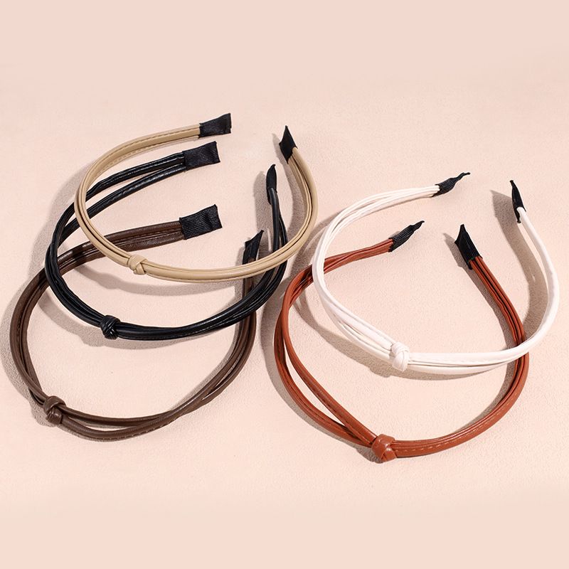 Simple Style Solid Color Leather Hair Band 1 Piece