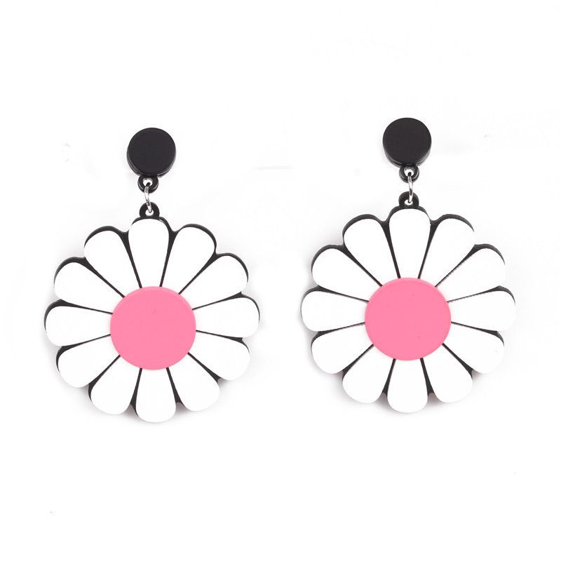 1 Pair Sweet Flower Arylic Women's Drop Earrings