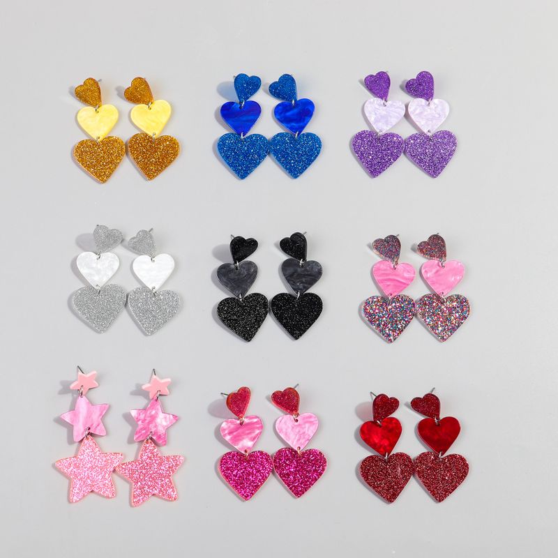 1 Pair Simple Style Heart Shape Arylic Drop Earrings