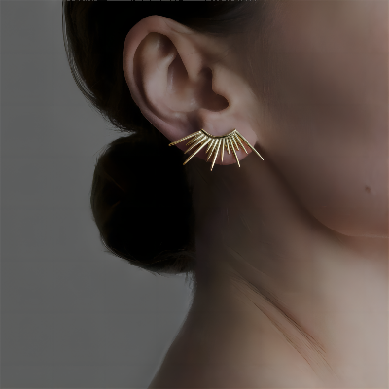 Edelstahl 304 18 Karat Vergoldet Einfacher Stil Polieren Überzug Sonne Ohrringe Halskette